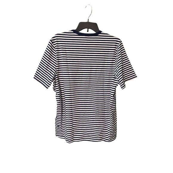 Lululemon Mens Organic Cotton Classic-Fit T-Shirt Blue & White Bold Stripe - Picture 3 of 4